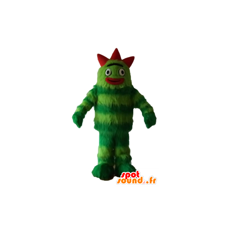 Mascote monstro verde, bicolor, todo peludo - MASFR23635 - mascotes monstros