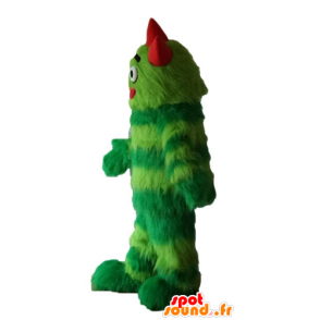 Grön monster maskot, tvåfärgad, alla hårig - Spotsound maskot