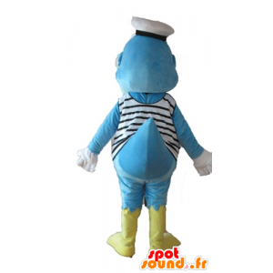 Blu e giallo anatra mascotte, vestita di marinaio - MASFR23645 - Mascotte di anatre
