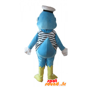 Blue and yellow duck mascot, dressed in sailor - MASFR23645 - Ducks mascot