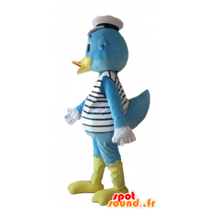 Azul e amarelo mascote pato, vestido de marinheiro - MASFR23645 - patos mascote