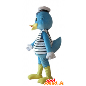 Blaue und gelbe Ente-Maskottchen, in Seemann gekleidet - MASFR23645 - Enten-Maskottchen