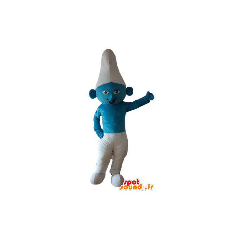 Puffo mascotte, blu e bianco personaggio dei cartoni animati - MASFR23651 - Mascotte il puffo