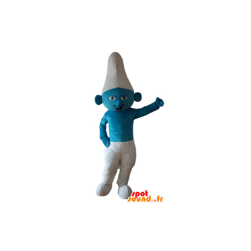 Smurf maskot, blå och vit serietecken - Spotsound maskot