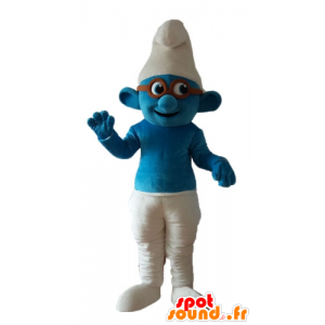 Smurf maskot med briller, berømt tegneseriefigur - Spotsound
