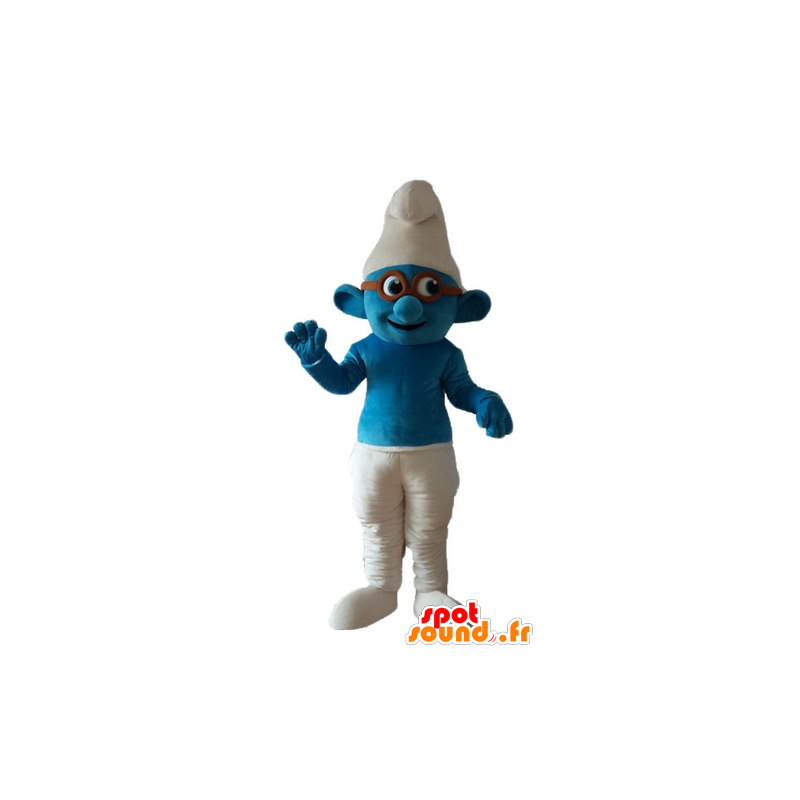 Brainy Smurf maskot, berømt tegneseriefigur - MASFR23652 - Mascottes Les Schtroumpf