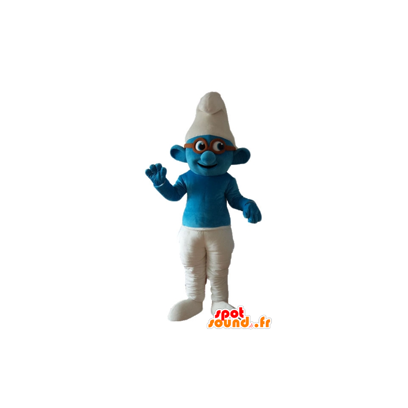 Mascote Smurf Brainy, personagem de desenho animado famosa - MASFR23652 - Mascottes Les Schtroumpf