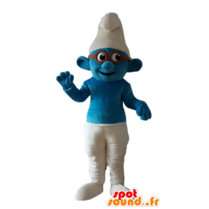 Mascote Smurf Brainy, personagem de desenho animado famosa - MASFR23652 - Mascottes Les Schtroumpf