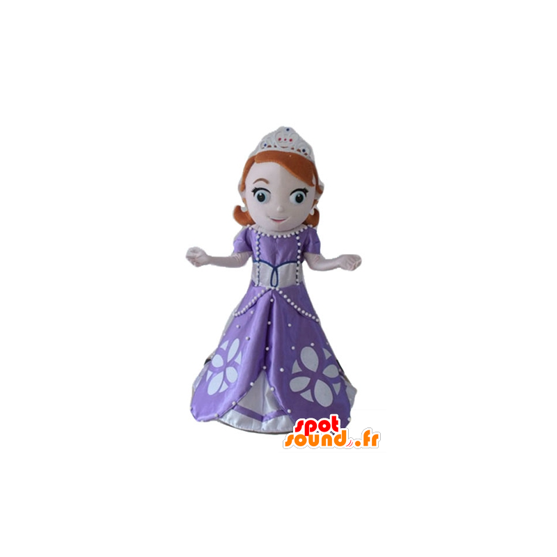 Mascot principessa bella rossa con un abito viola - MASFR23657 - Umani mascotte