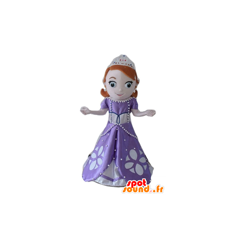 Mascotte de jolie princesse rousse, avec une robe violette - MASFR23657 - Mascottes Humaines