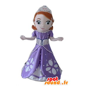 Mascotte de jolie princesse rousse, avec une robe violette - MASFR23657 - Mascottes Humaines