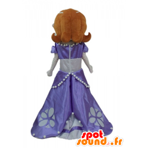 Mascotte de jolie princesse rousse, avec une robe violette - MASFR23657 - Mascottes Humaines