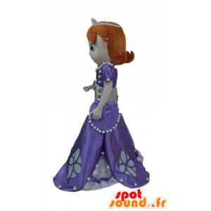 Mascotte de jolie princesse rousse, avec une robe violette - MASFR23657 - Mascottes Humaines