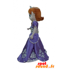 Mascotte de jolie princesse rousse, avec une robe violette - MASFR23657 - Mascottes Humaines