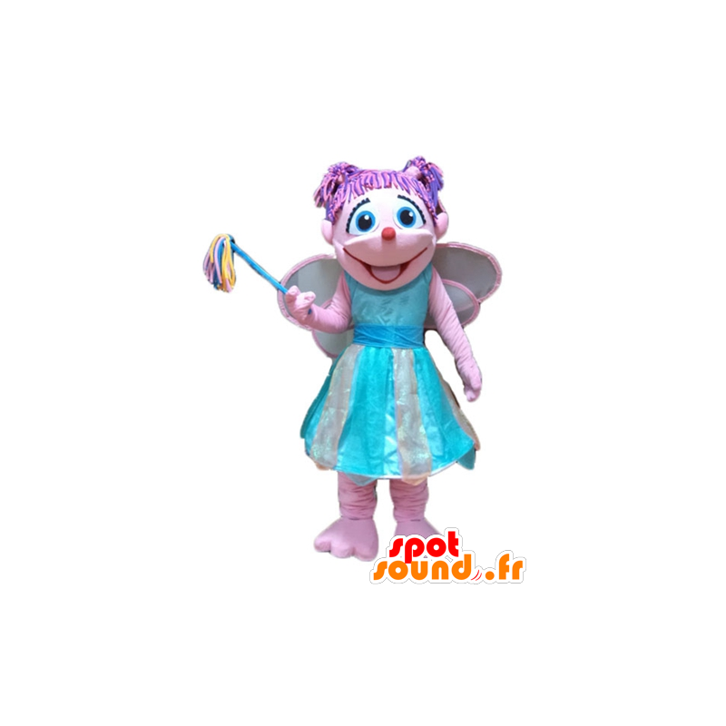 Mascot mooie roze en blauwe fee, kleurrijk en glimlachend - MASFR23659 - Fairy Mascottes