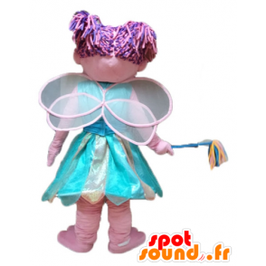 Mascot pretty pink and blue fairy, colorful and smiling - MASFR23659 - Mascots fairy