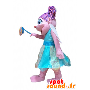 Maskotka całkiem różowy i niebieski bajki, kolorowe i uśmiechnięte - MASFR23659 - Fairy Maskotki