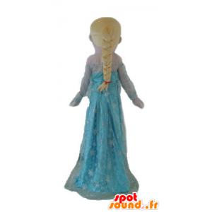 Blonde jenta maskot, prinsesse i blå kjole - MASFR23668 - Maskoter gutter og jenter