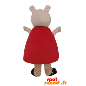 Mascote porco cor de rosa com um vestido vermelho - MASFR23669 - mascotes porco