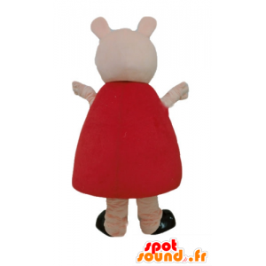 Pink pig mascot with a red dress - MASFR23669 - Mascots pig