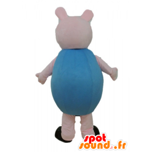 Mascot roze varken gekleed in blauw - MASFR23670 - Pig Mascottes