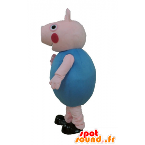 Mascot rosa gris kledd i blått - MASFR23670 - Pig Maskoter