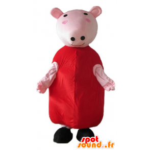 Mascota del cerdo rosado con un vestido rojo - MASFR23671 - Las mascotas del cerdo