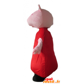 Mascote porco cor de rosa com um vestido vermelho - MASFR23671 - mascotes porco