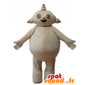 Mascotte de gros bonhomme beige, dodu et souriant - MASFR23679 - Mascottes non-classées