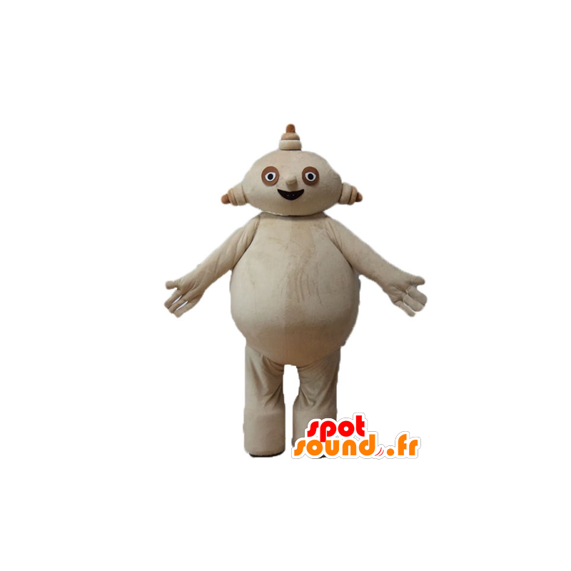 Mascotte big beige man, plump and smiling - MASFR23679 - Mascots unclassified