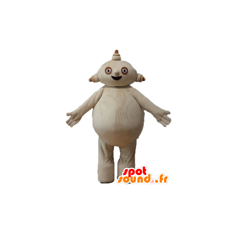 Mascotte de gros bonhomme beige, dodu et souriant - MASFR23679 - Mascottes non-classées