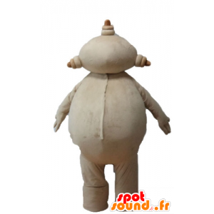 Mascotte de gros bonhomme beige, dodu et souriant - MASFR23679 - Mascottes non-classées