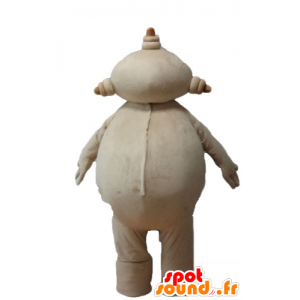 Mascotte hombre grande beige, regordete y sonriente - MASFR23679 - Mascotas sin clasificar