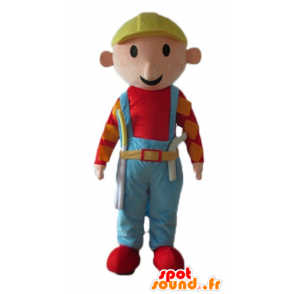 Trabalhador Mascot, trabalhador manual, sorridente e jovial - MASFR23685 - Mascotes humanos