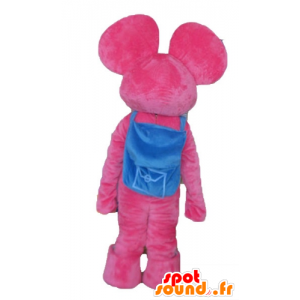 Mascote elefante rosa com uma mochila azul - MASFR23687 - Elephant Mascot