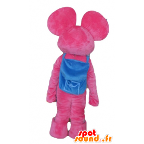 Mascot pink elephant with a blue schoolbag - MASFR23687 - Elephant mascots