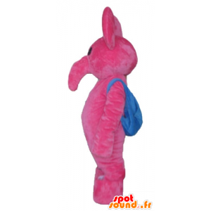 Pink elefant maskot med en blå skoletaske - Spotsound maskot