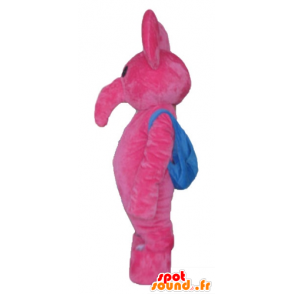 Mascotte elefante rosa con uno zainetto blu - MASFR23687 - Mascotte elefante