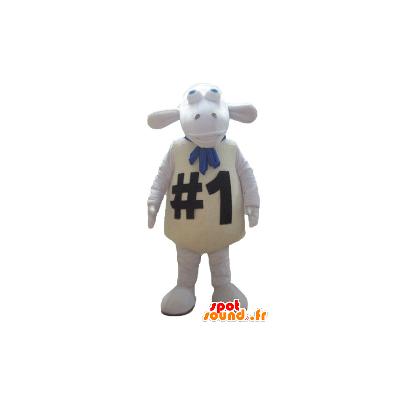 Mascotte de gros mouton blanc, très rigolo et original - MASFR23693 - Mascottes Personnages célèbres