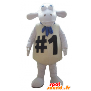 Mascotte de gros mouton blanc, très rigolo et original - MASFR23693 - Mascottes Personnages célèbres