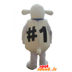 Big weiße Schafe Maskottchen, sehr lustig und originell - MASFR23693 - Maskottchen berühmte Persönlichkeiten