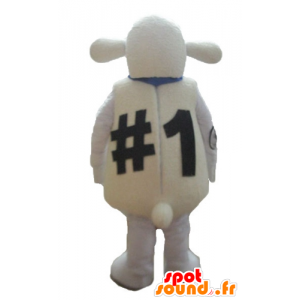 Mascotte de gros mouton blanc, très rigolo et original - MASFR23693 - Mascottes Personnages célèbres