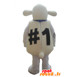 Mascotte de gros mouton blanc, très rigolo et original - MASFR23693 - Mascottes Personnages célèbres