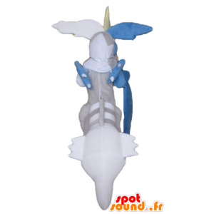 Maskotka smok szary, niebieski i biały, aby wyglądać zacięta - MASFR23694 - smok Mascot