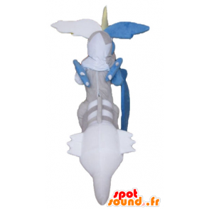 Mascot draak grijs, blauw en wit, tot felle kijken - MASFR23694 - Dragon Mascot