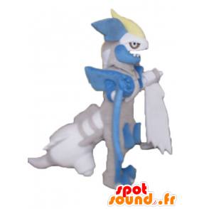 Dragon mascot gray, blue and white, to look fierce - MASFR23694 - Dragon mascot