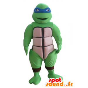 Mascot Leonardo, berømt ninja skildpadde, med et blåt bånd -