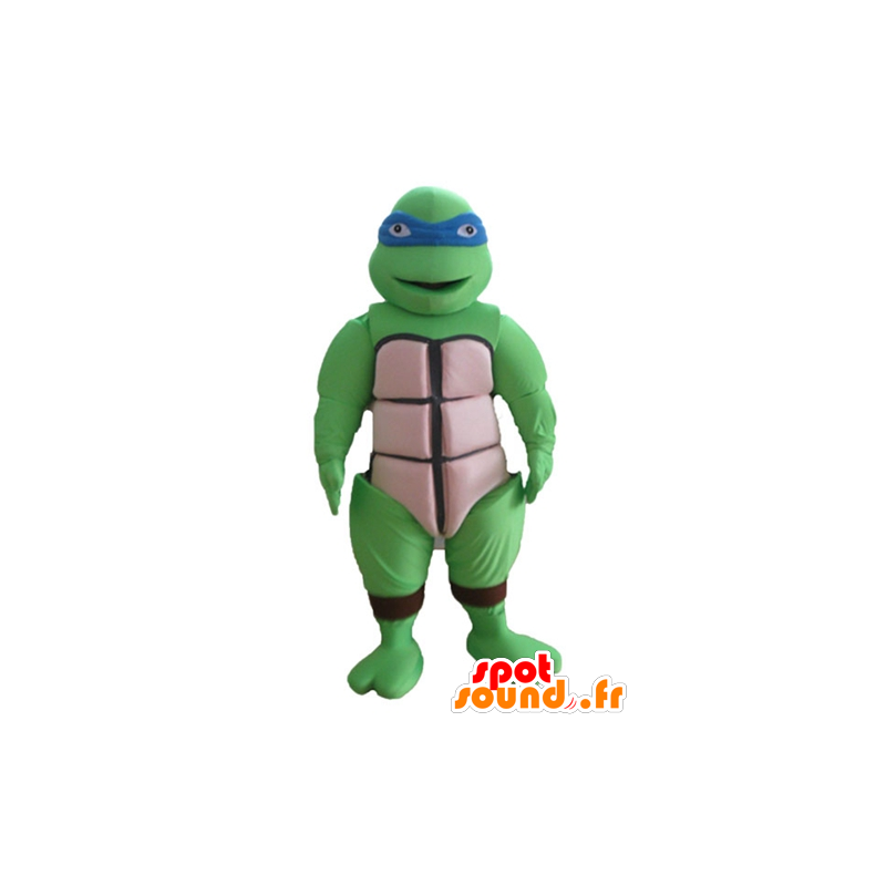 Mascotte de Léonardo, célèbre tortue ninja, au bandeau bleu - MASFR23698 - Mascottes Personnages célèbres