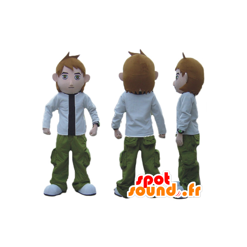 Boy mascotte, groene jurk, wit en zwart - MASFR23701 - Mascottes Boys and Girls