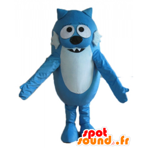 Kat mascotte, blauwe hond, bicolor - MASFR23721 - Dog Mascottes